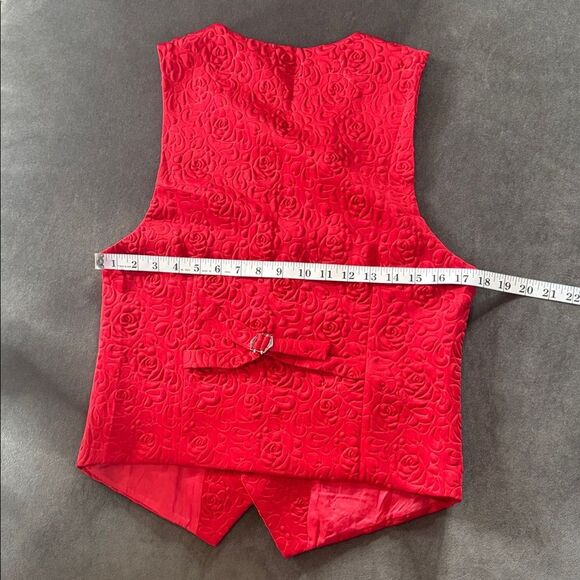 Men’s Slim Fit Red Floral 3 Piece Prom Party Tuxedo Suit 34 Jacket 31 Pants NEW - Picture 11 of 16